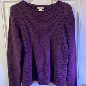 Christopher & Banks Waffle Knit Purple Pullover Sweater